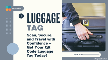 luggage tag attached to a suitcase, offering a secure and convenient way to track your bag with just a scan.