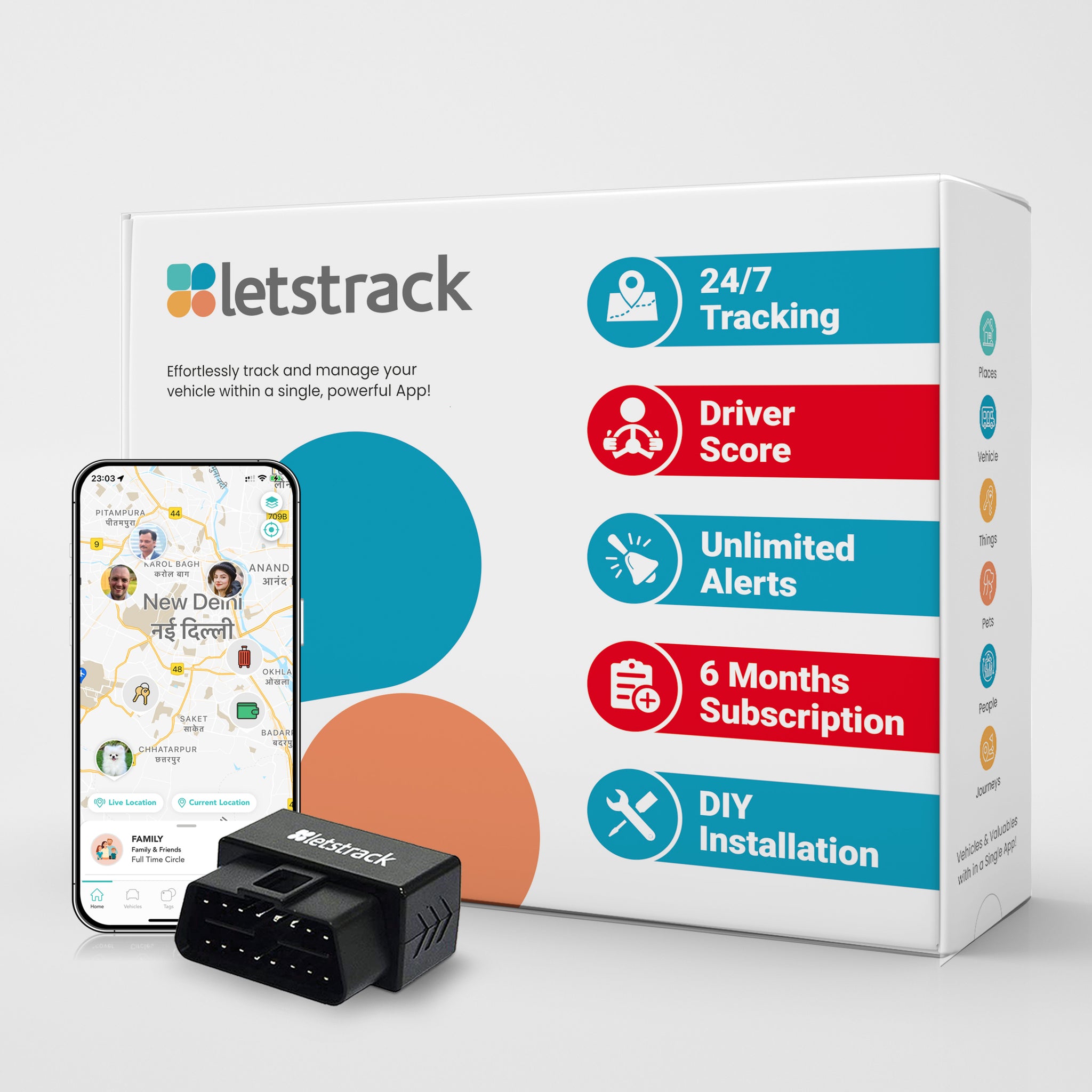 Buy OBD Plug & Play GPS Tracker for Car with : 24*7 live tracking | Free SIM | GPS tracker | 1 Year Warranty - Letstrack