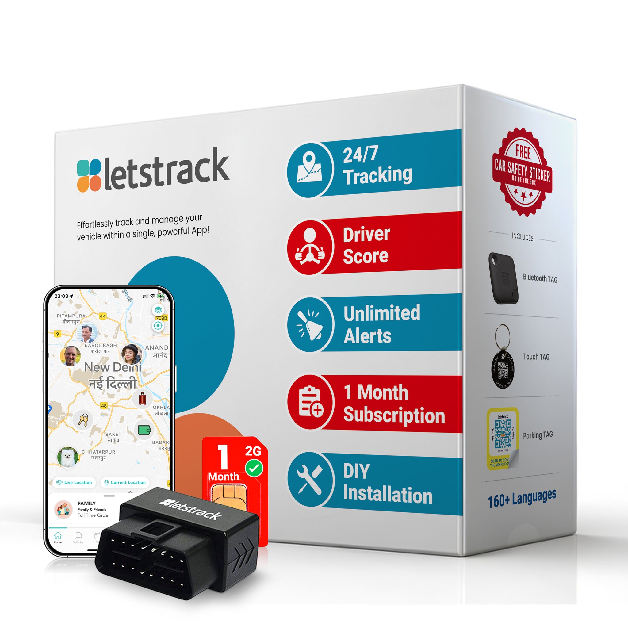 Buy OBD Plug & Play GPS Tracker for Car with : 24*7 live tracking | Free SIM | GPS tracker | 1 Year Warranty - Letstrack